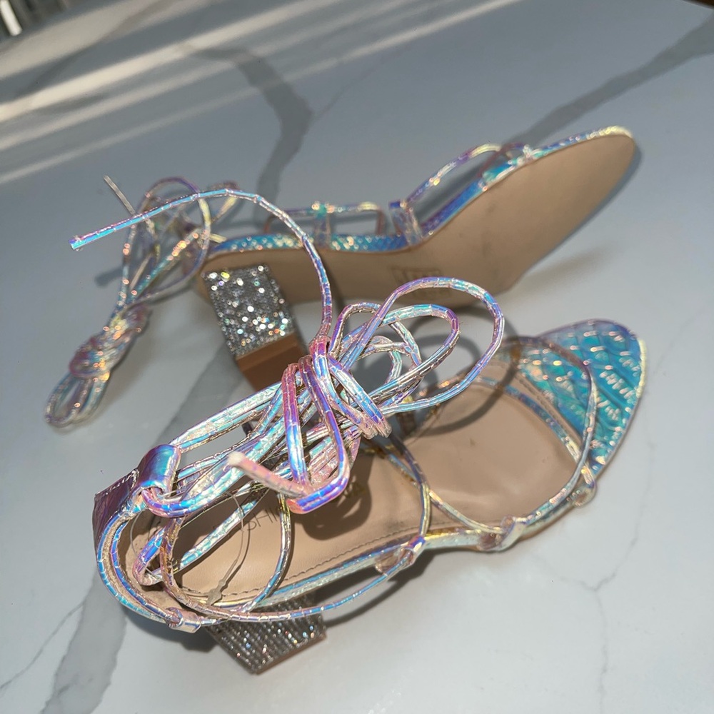 Fashion Nova Silver Heels Strappy Design